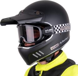 W-Tec Bukósisak W-TEC Black Heart Retron Chesster motoros szemüveggel Simple Silver XL(61-62)
