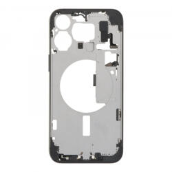  Apple iPhone 15 Pro Max A3105, A3106 középső keret, szerelt, fekete (EU verzió, utángyártott)