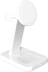 ZAGG Mophie Snap+ 3 az 1-ben Qi2 vezeték nélküli töltőállvány három eszközhöz, MagSafe és Qi2 kompatibilis - fehér (147573)