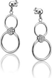  Toscana Ezüst Kettős Karika Fülbevaló - Cirkon díszítéssel