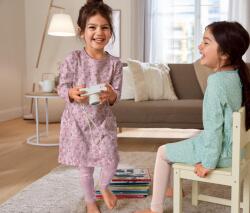 Tchibo 5 kislány leggings szettben, rózsaszín/zöld 1x rózsaszín, 1x világoslila, 1x lila, nyomott mintás, 1x színes, nyomott virágmintás 1x zöld-fehér nyomott mintás 50/56