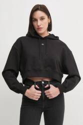 Calvin Klein pamut melegítőfelső fekete, női, sima, kapucnis, J20J224746 - fekete L