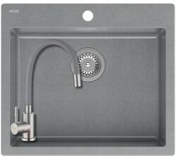 Quadron 1357+SAP4-F090GY - Quadron MORGAN 110 gránit mosogató (570x500 mm, 1 medence) Silver stone + Zegor csaptelep szürke szett (1357+SAP4-F090GY)