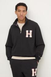 Tommy Hilfiger pamut melegítőfelső fekete, férfi, nyomott mintás, DM0DM21263 - fekete XL
