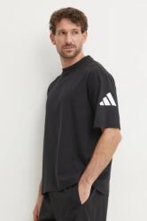Adidas pamut póló Essentials fekete, férfi, nyomott mintás, JF3615 - fekete L