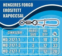 Haldorádó Hengeres forgó erősített kapoccsal nagy (L) 1-38kg 10db (HD-2127-1)