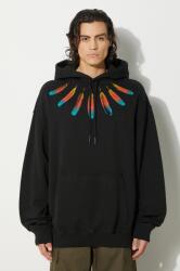 Marcelo Burlon pamut melegítőfelső Collar Feathers Comfy Hoodie fekete, férfi, nyomott mintás, kapucnis, CMBB106F24FLE0031084 - fekete M