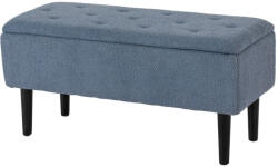 HOMCOM Ülőpad tárolóval, párnázott pad felnyitható fedéllel, kék, 95 x 38 x 45 cm (838-417V00BU)