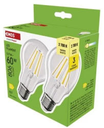 EMOS LED izzó Filament A60/E27/5, 9W (60W)/806lm/Meleg fehér ZF5D42.2 (EMOS-ZF5D42-2)