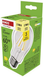 EMOS LED izzó Filament A60/E27/5, 9W (60W)/806lm/Meleg fehér ZF5D42 (EMOS-ZF5D42)