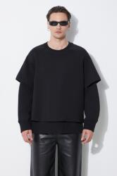 Neil Barrett felső Slim Dropped Shoulder Double Layer Sweatshirt fekete, férfi, sima, MY72251R-Y501-001N - fekete M