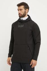 Helly Hansen sportos pulóver ULLR D Shield fekete, nyomott mintás, kapucnis, 65979 - fekete XL