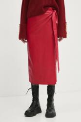 Never Fully Dressed szoknya Vegan Leather Jaspre Skirt piros, midi, ceruza fazonú, NFDSK556 - piros XL