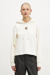 HUGO BOSS pamut melegítőfelső bézs, női, nyomott mintás, kapucnis, 50537934 - bézs M - answear - 44 990 Ft