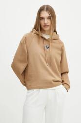 HUGO BOSS pamut melegítőfelső bézs, női, nyomott mintás, kapucnis, 50537934 - bézs XL