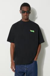 Marcelo Burlon pamut póló Solsticio Over fekete, férfi, nyomott mintás, CMAA054S24JER0071050 - fekete L