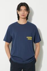 Universal Works pamut póló Print Pocket Tee sötétkék, férfi, nyomott mintás, 30611. NAVY - sötétkék M