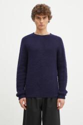Norse Projects gyapjú pulóver Birnir Brushed Lambswool meleg, férfi, sötétkék, N45.0520. 7004 - sötétkék L