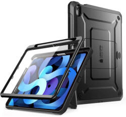 SUPCASE Unicorn Beetle Pro iPad 10, 9" (2022) ütésálló szilikon tok + előlap + állvány, fekete