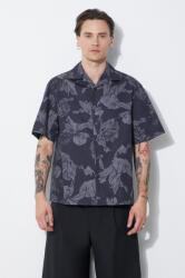 Neil Barrett pamut ing Boxy Bold Flowers Print Short Sleeve Shirt férfi, szürke, regular, MY60214A-Y059-763N - szürke L