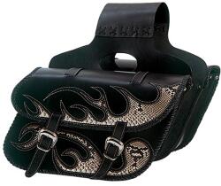 Magyar Bőrdíszmű Classic, Kígyós, Fonott Nyeregtáska, Fekete