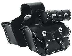 Magyar Bőrdíszmű Classic, Szegecselt Nyeregtáska, Fekete