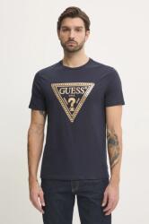 Guess pamut póló sötétkék, férfi, nyomott mintás, M5RI49 K9RM1 - sötétkék XL