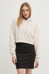 Calvin Klein pamut melegítőfelső bézs, női, sima, kapucnis, J20J224746 - bézs XL