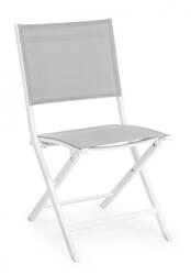 Bizzotto Scaun pliabil cu spatar din fier alb cu sezut gri Elin 47 cm x 57 cm x 88 h (0662506)
