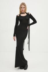Y/Project ruha MULTISCARF LONG SLEEVE KNIT DRESS fekete, maxi, testhezálló, 106DR008 - fekete S