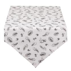 Clayre & Eef Fata de masa bumbac alb gri Forest 50*160 cm (CCLIF65) Fata de masa