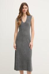 Calvin Klein gyapjú ruha szürke, midi, harang alakú, K20K208028 - szürke L