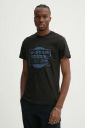 G-Star pamut póló fekete, férfi, nyomott mintás, D25443-8415 - fekete M