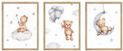 knor Tablouri pentru copii 3 buc. 30x40 cm Teddy Bear