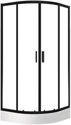 Laveo Bresso cabină cu cădiță 80x80 cm semicircular negru mat/sticlă transparentă JKDD786Z (JKDD786Z)