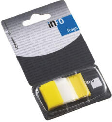 Jelölőcímke 25x43mm, 50lap, műanyag, Info Notes Info Flags transzparens sárga - tobuy