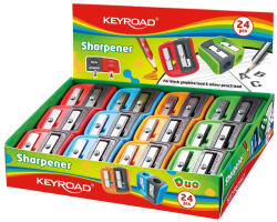 Hegyező, 2 lyukú, 24 db/display, Keyroad Dou-Power, vegyes színek