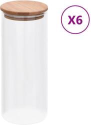 vidaXL 6 db üvegedény bambuszfedéllel 1000 ml 150696 (150696)