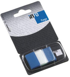 Jelölőcímke 25x43mm, 50lap, műanyag, Info Notes Info Flags transzparens kék - tobuy
