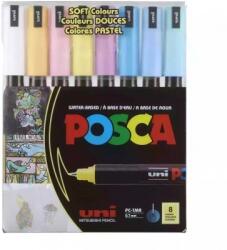 uni Marker cu vopsea Posca PC-1MR, varf 0.7 mm, culori pastel, 8 culori/set M1481