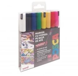 uni Marker cu vopsea Posca PC-1MR, varf 0.7 mm, 8 culori/set M1480