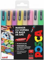 uni Marker cu vopsea Posca PC-3M, varf 0.9-1.3 mm, culori pastel, 8 culori/set M1484