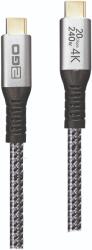 2GO 797514 USB-C Apa - USB-C Apa 3.2 Adat és Töltő Kábel - 1.2 m, Szürke (797514)