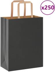 vidaXL 250 db fekete papírzacskók fogantyúkkal 21x11x28 cm (4101867)