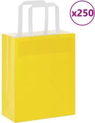 vidaXL 250 db sárga papírzacskók fogantyúkkal 18x8x22 cm (4102006)