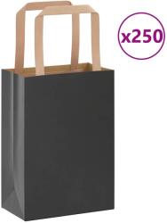 vidaXL 250 db fekete kraft papírzacskók fogantyúkkal 15x8x21 cm (4101865)