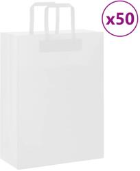 vidaXL 50 db fehér papírzacskók fogantyúkkal 26x12x35 cm (4101828)
