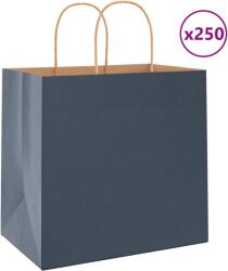 vidaXL 250 db kék kraft papírzacskók fogantyúkkal 26x17x25 cm (4101703)