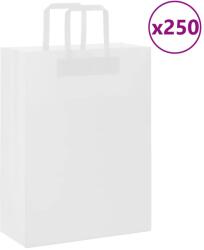vidaXL 250 db fehér papírzacskók fogantyúkkal 26x12x35 cm (4101842)