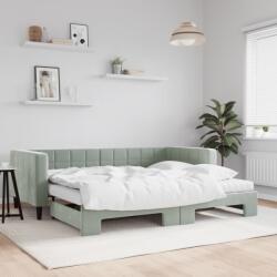 vidaXL világosszürke kihúzható bársony heverő matraccal 90 x 200 cm (3196715)